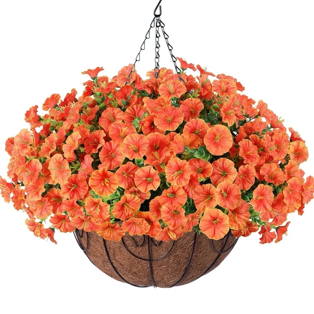 Vibrant Orange Hanging Basket Planter